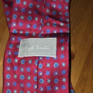 Paul Smith Vibrant Pink Tie with Blue and Purple Geometric Design